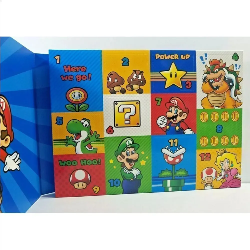 Nintendo Super Mario 12 Days of Socks gift box Kids 3.5-7.5 Shoe NEW